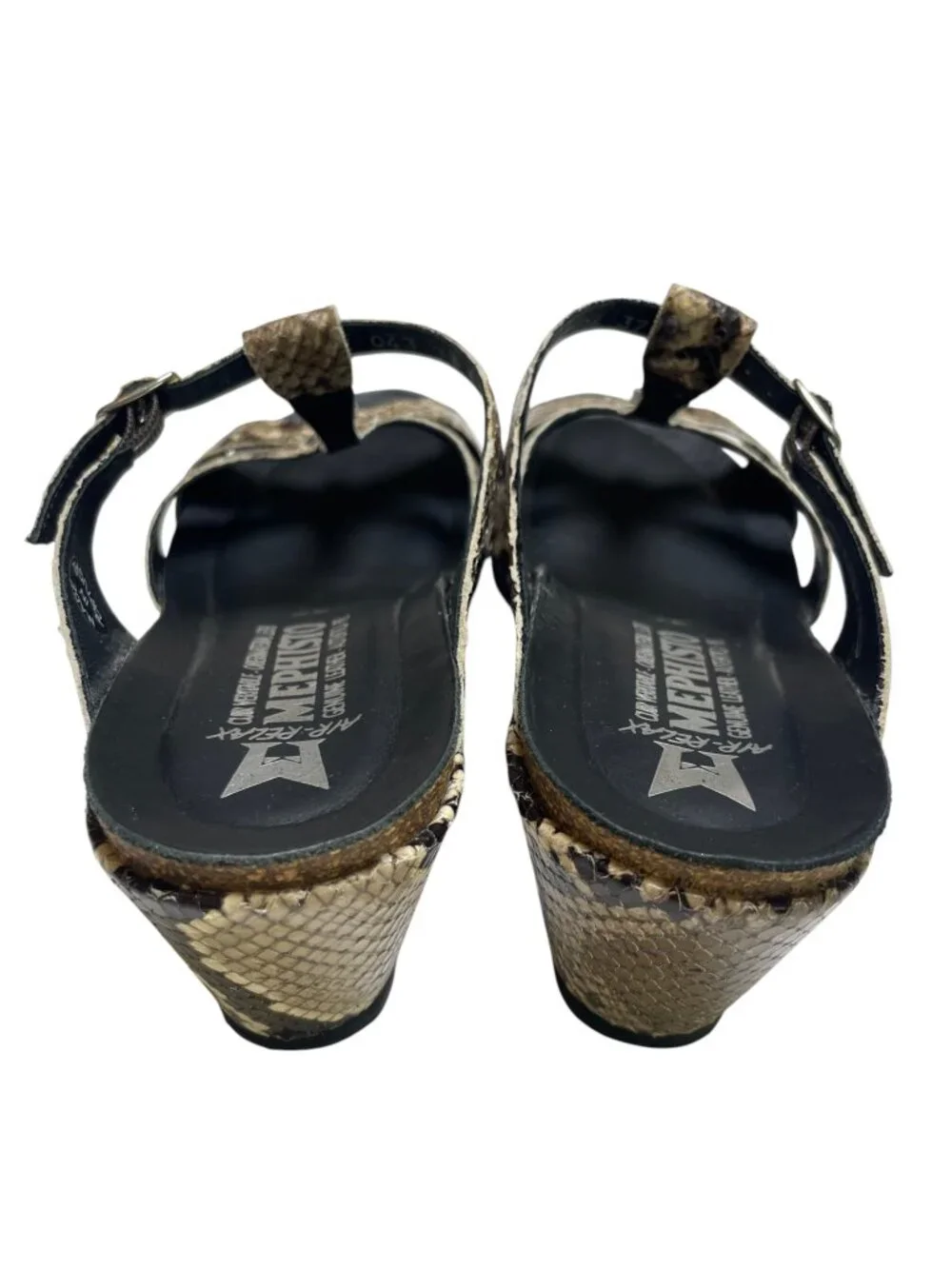 Mephisto Nazli Air Relax Snake Print Leather Wedge Sandals EU 37